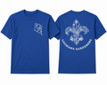 Louisiana Gardeners Block Print (White on Blue Shirt)