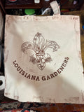Louisiana Gardeners Block Print Creme/Natural Canvas Tote Bag